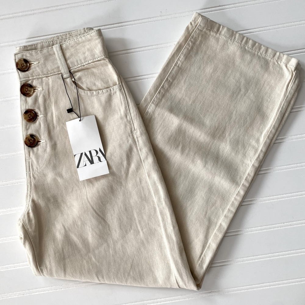 Zara Denim wide leg cargo pants - Picture 2 of 12